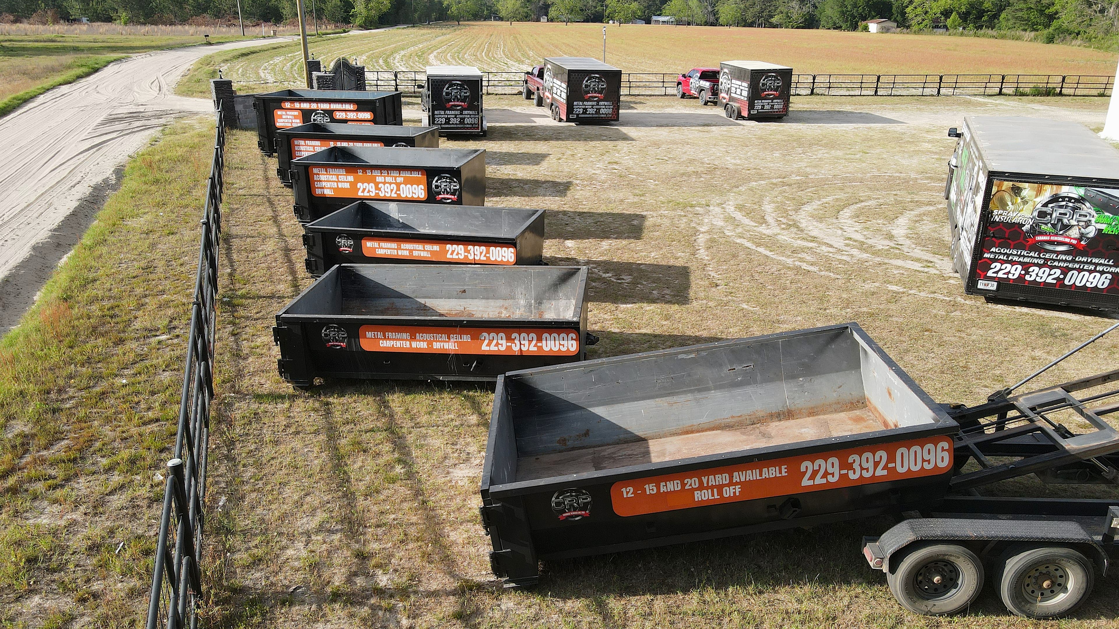 CRP roll-off dumpster trailer ready for rental use