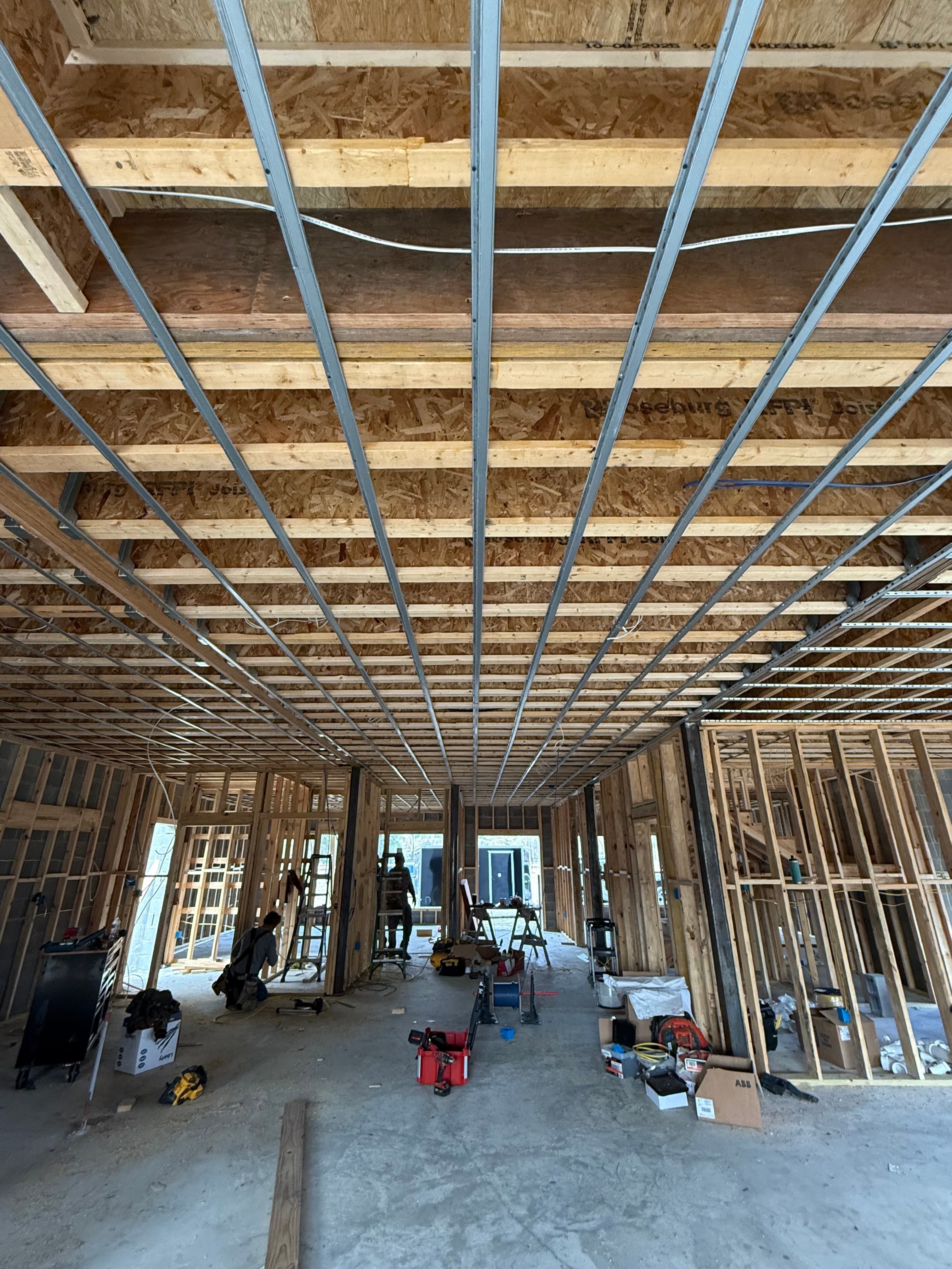 Aligned framing and structure work on a remodeling project