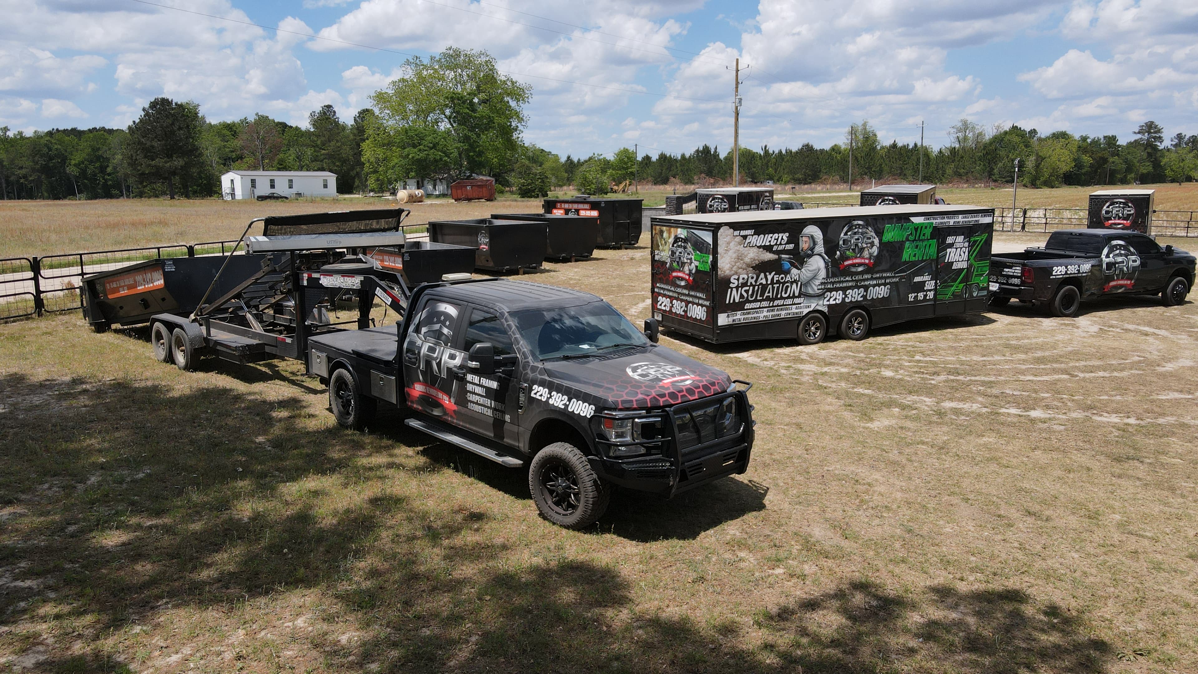 CRP trailer and truck at a residential project site