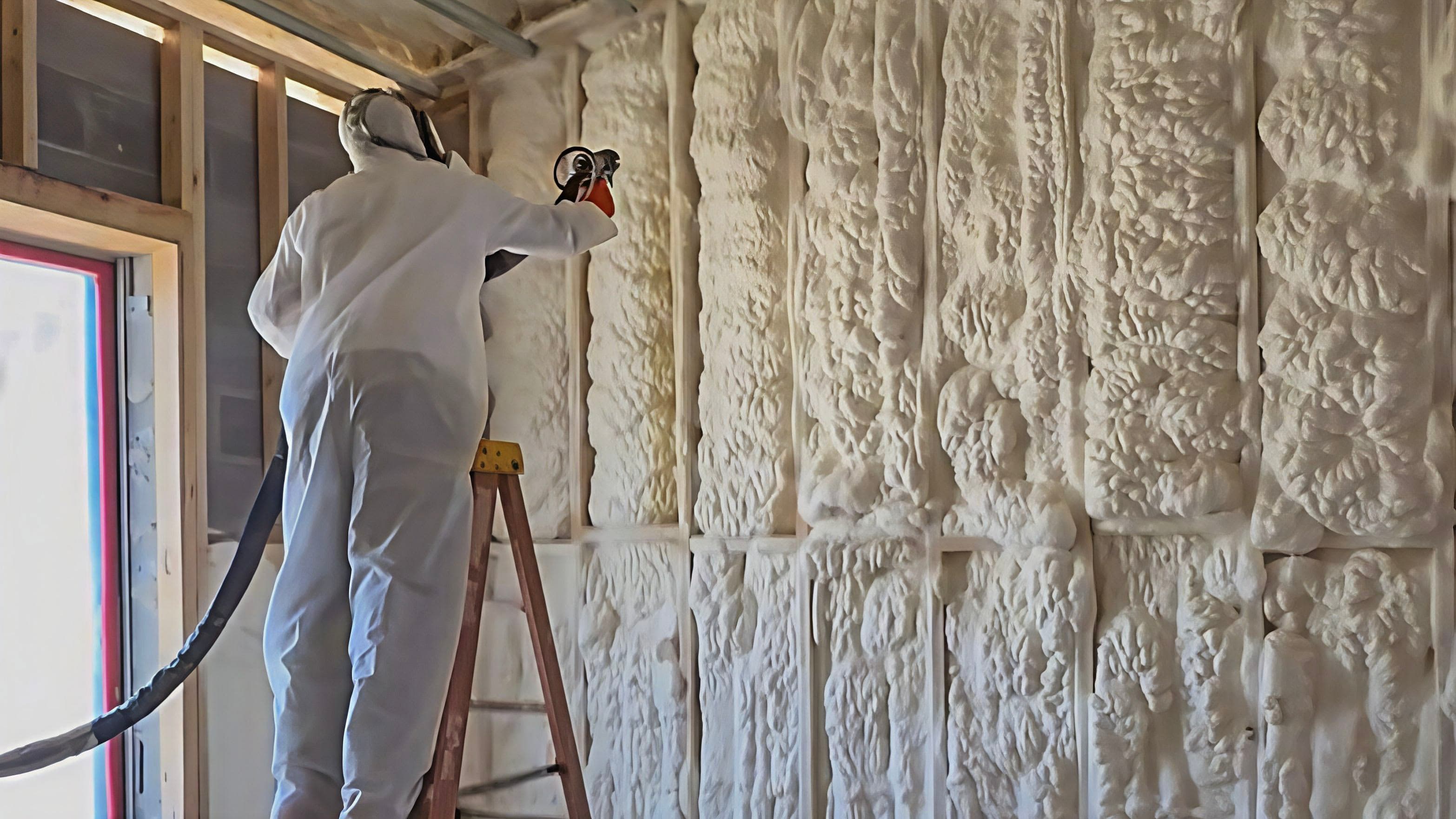 Insulation work being installed on an interior wall